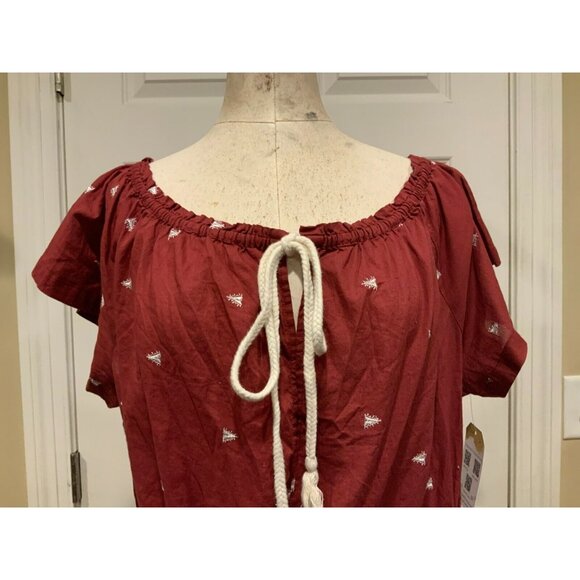 Intimately Free People Red & White Santorini Off-Shoulder Romper W/Tie, Size S - Picture 2 of 10